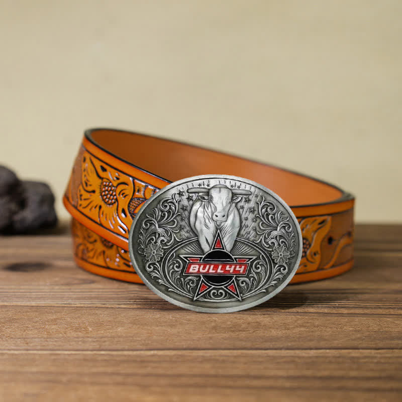 Cinturón de cuero con hebilla para hombre, con portacervezas creativo, hecho a mano, con forma de toro furioso