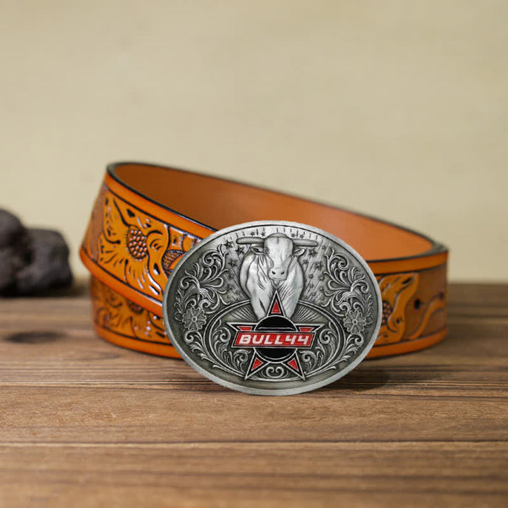 Cinturón de cuero con hebilla para hombre, con portacervezas creativo, hecho a mano, con forma de toro furioso