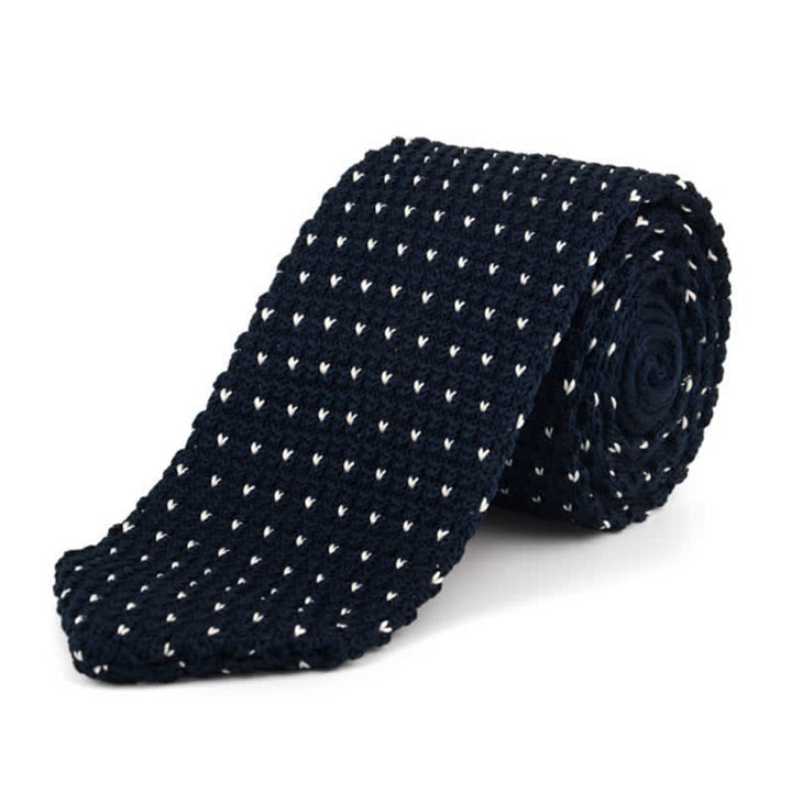Corbata de punto con lunares en V y motas para hombre