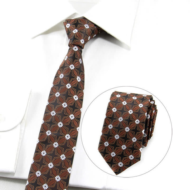 Corbata con diseño geométrico y flores bordadas para hombre.