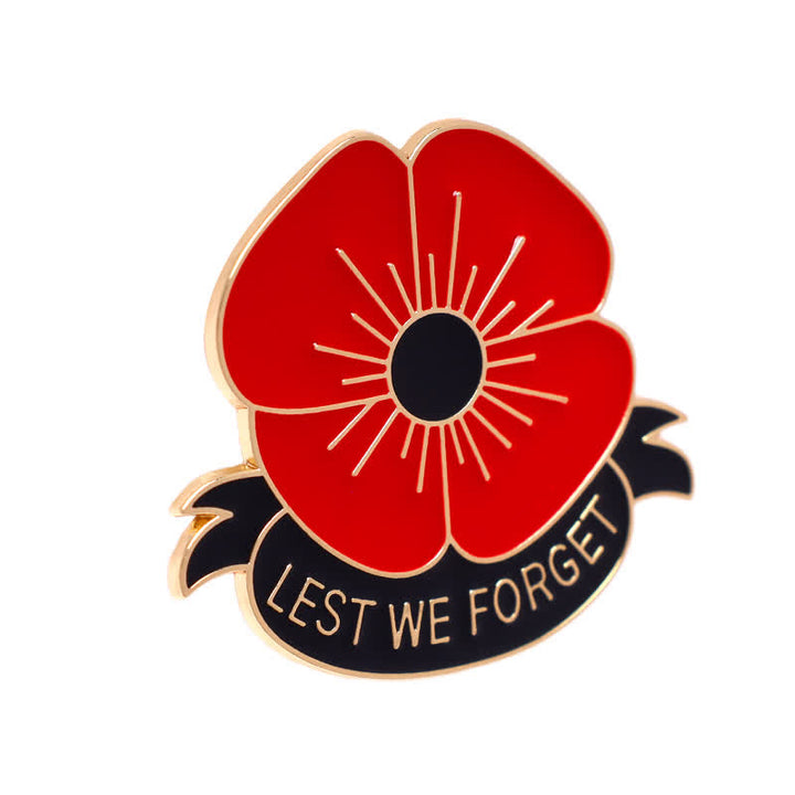 Broche unisex de 3 piezas con la frase Lest We Forget Poppy