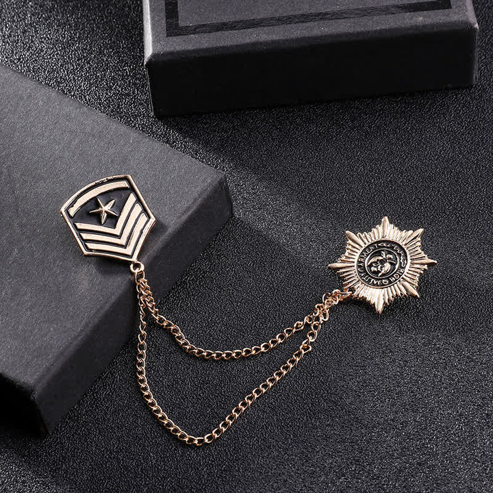 Broche con medalla de estrella y borla británica para hombre