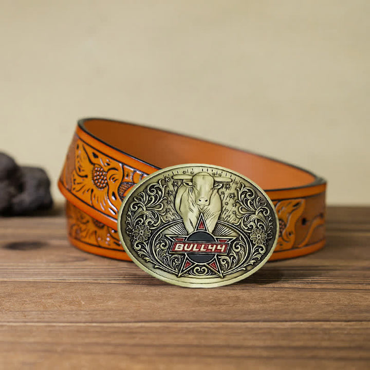 Cinturón de cuero con hebilla para hombre, con portacervezas creativo, hecho a mano, con forma de toro furioso