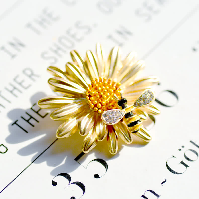 Broche de abeja y girasol dulce para mujer
