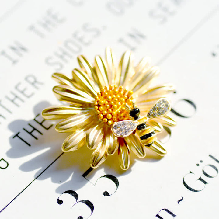 Broche de abeja y girasol dulce para mujer