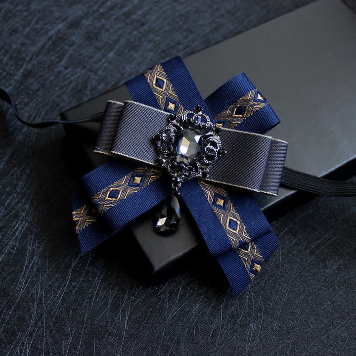 Pajarita de lujo con gotas de agua y diamantes de imitación azules