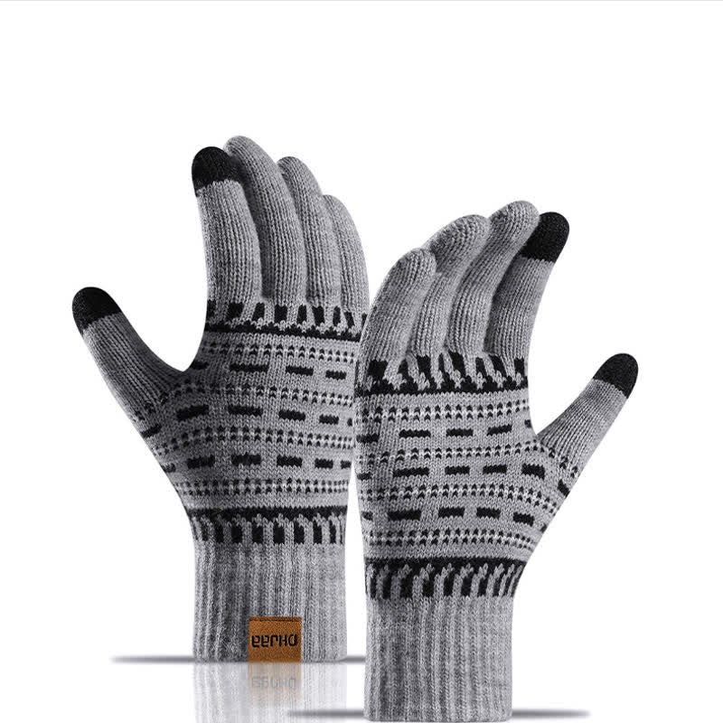 Conjunto de 3 guantes y bufanda de punto de doble capa sueltos