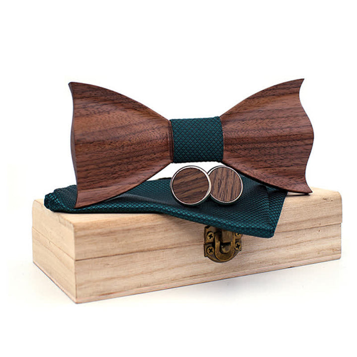 Juego de 3 pajaritas de madera de nogal negro en 3D para hombre