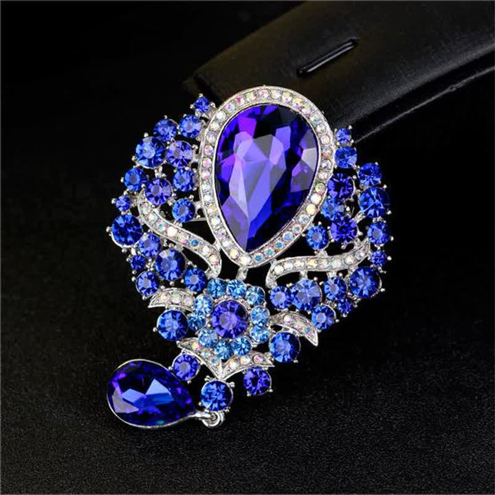 Broche de cristal transparente con forma de flor y gota de agua para mujer.