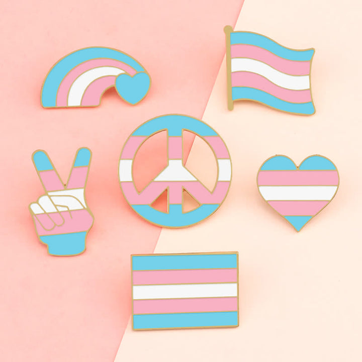 Broche con la bandera del arcoíris rosa y azul del Día del Orgullo, 6 piezas