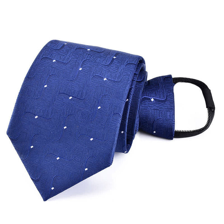 Corbata de negocios con cremallera y rayas a cuadros para hombre - Puntos azules - image 15