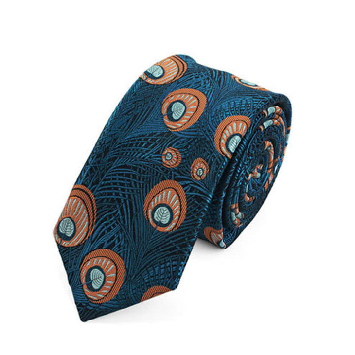 Corbata con estampado de plumas de pavo real para hombre