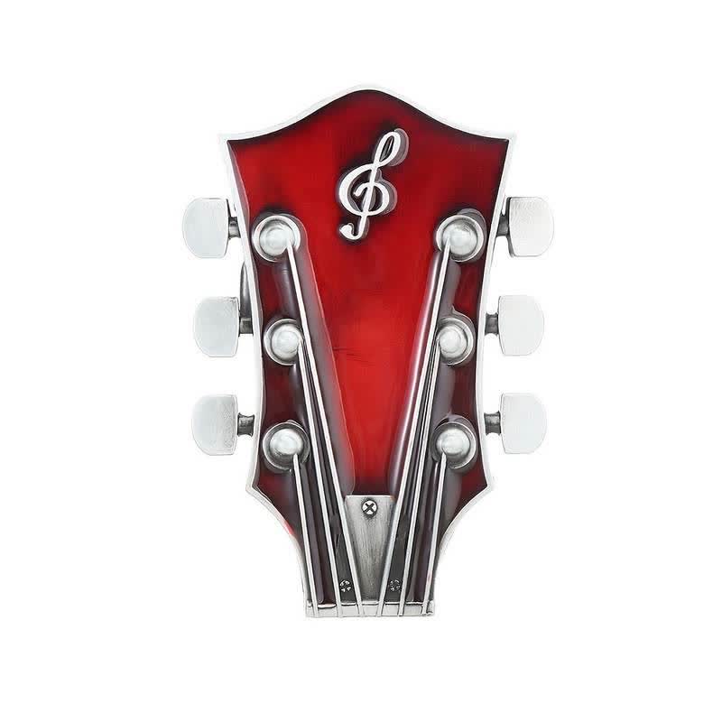Cinturón de cuero con hebilla de clavijero de guitarra musical para hombre hecho a mano