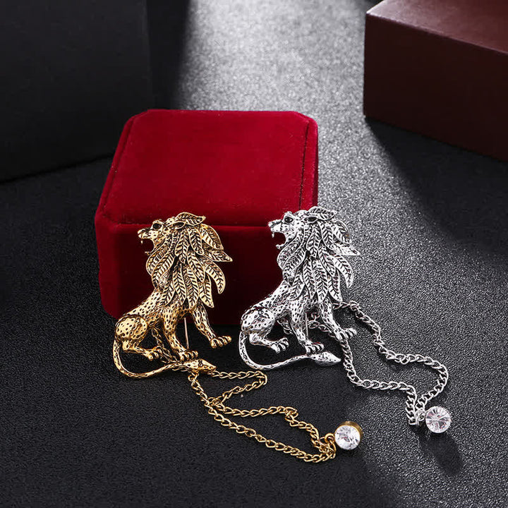 Broche de cadena con león dominante para hombre