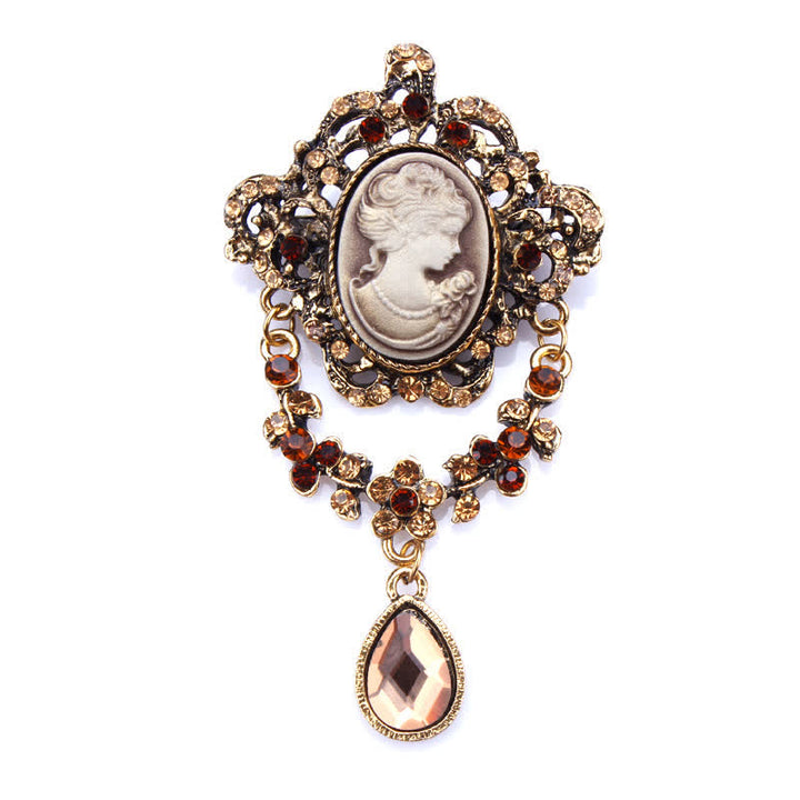 Broche de lágrima con camafeo para mujer