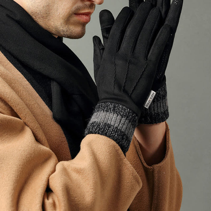 Guantes unisex de gamuza polar antideslizantes con dedos divididos