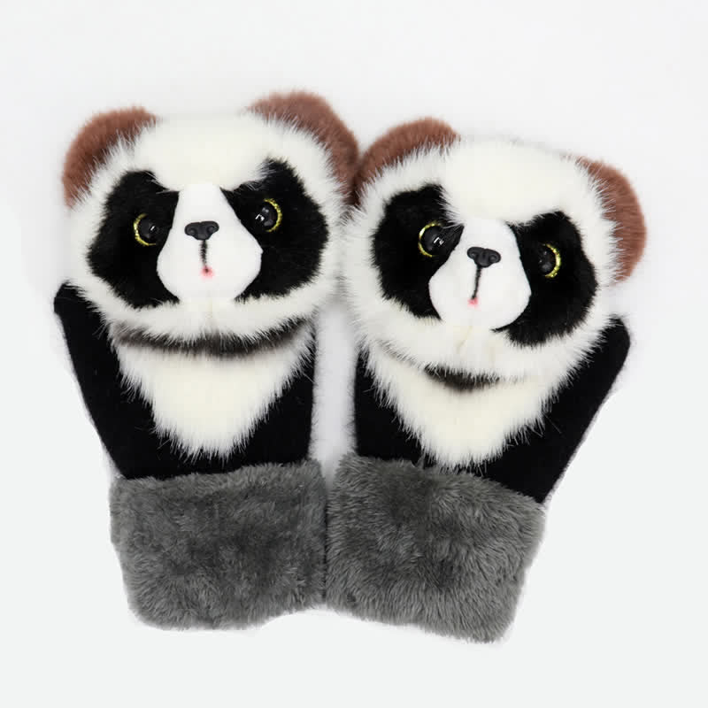 Guantes de mujer con pelo de animalito bonito.
