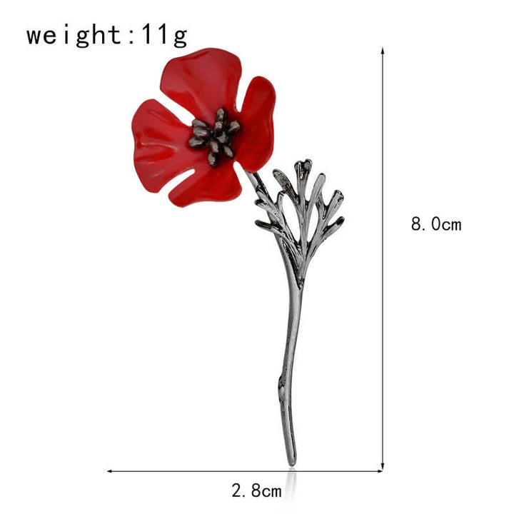 Broche elegante de amapola roja para mujer