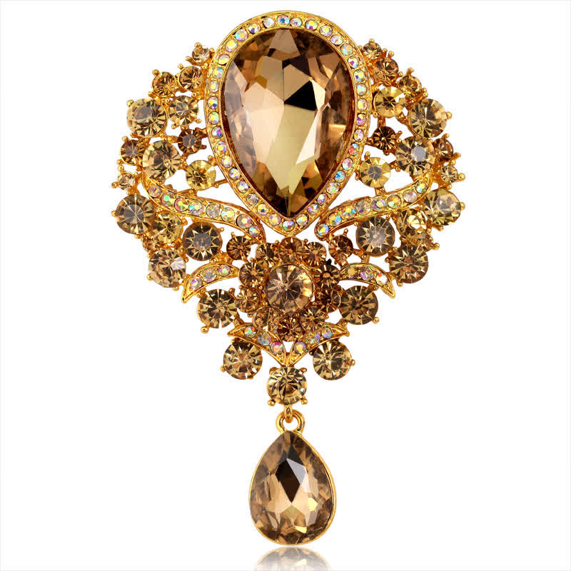 Broche de cristal transparente con forma de flor y gota de agua para mujer.