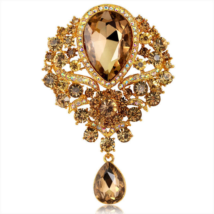 Broche de cristal transparente con forma de flor y gota de agua para mujer.