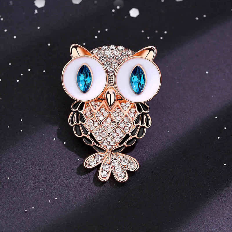 Broche de búho de ojos azules místicos para mujer