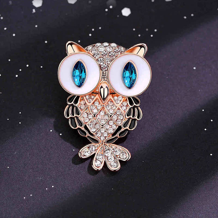 Broche de búho de ojos azules místicos para mujer
