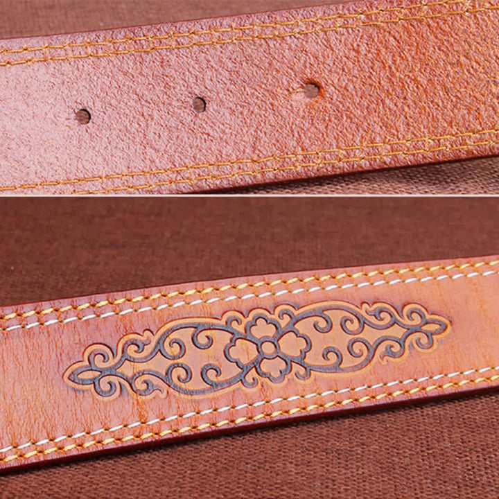 Cinturón de cuero de caballo plateado estilo vaquero étnico para hombre