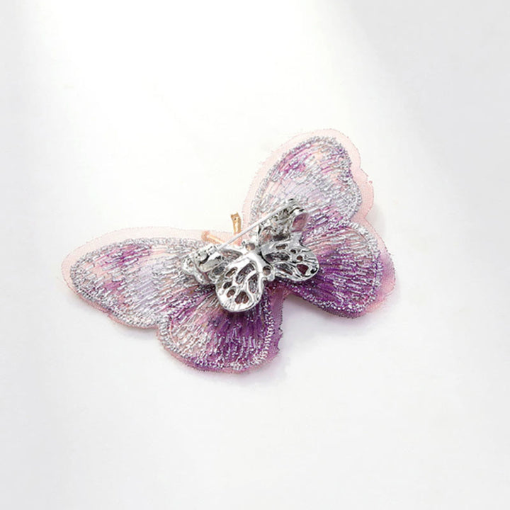 Broche de mariposa con bordado de ensueño para mujer