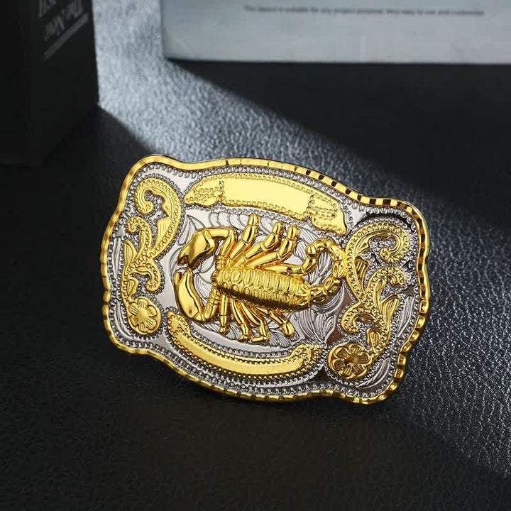 Cinturón de cuero con hebilla de escorpión dorado para hombre hecho a mano