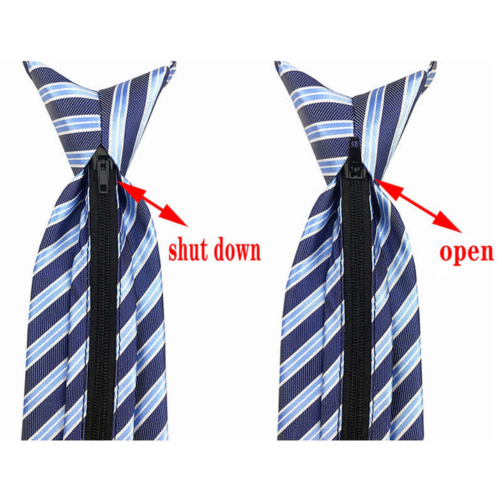 Corbata de cuadros con cremallera en azul marino degradado para hombre