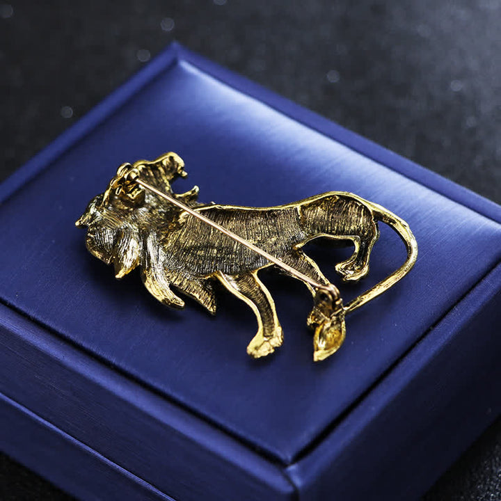 Broche de león retro antiguo para hombre