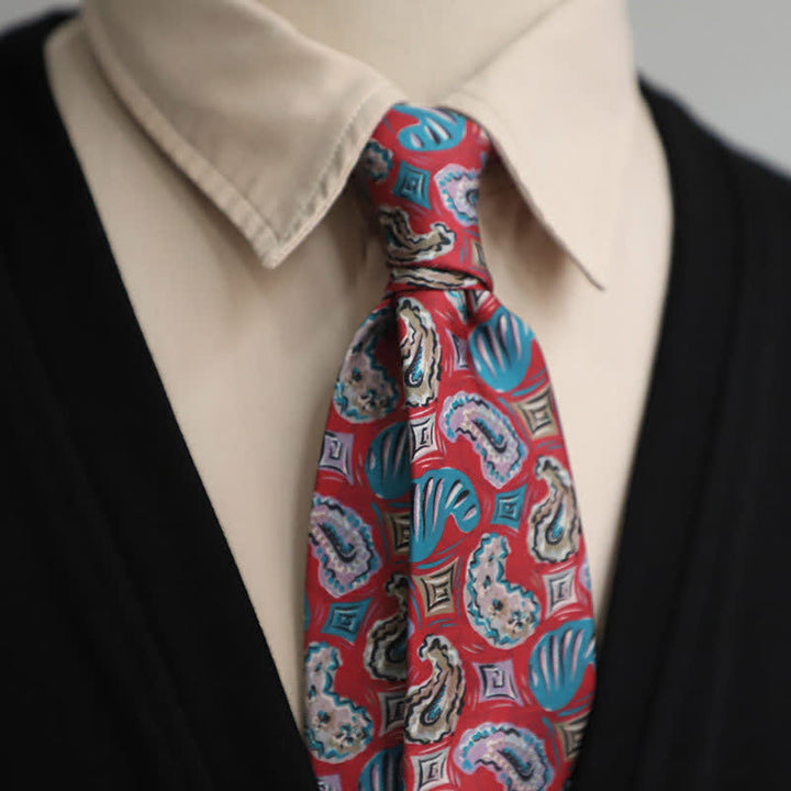 Corbata para hombre con estampado de cachemira rosa y azul