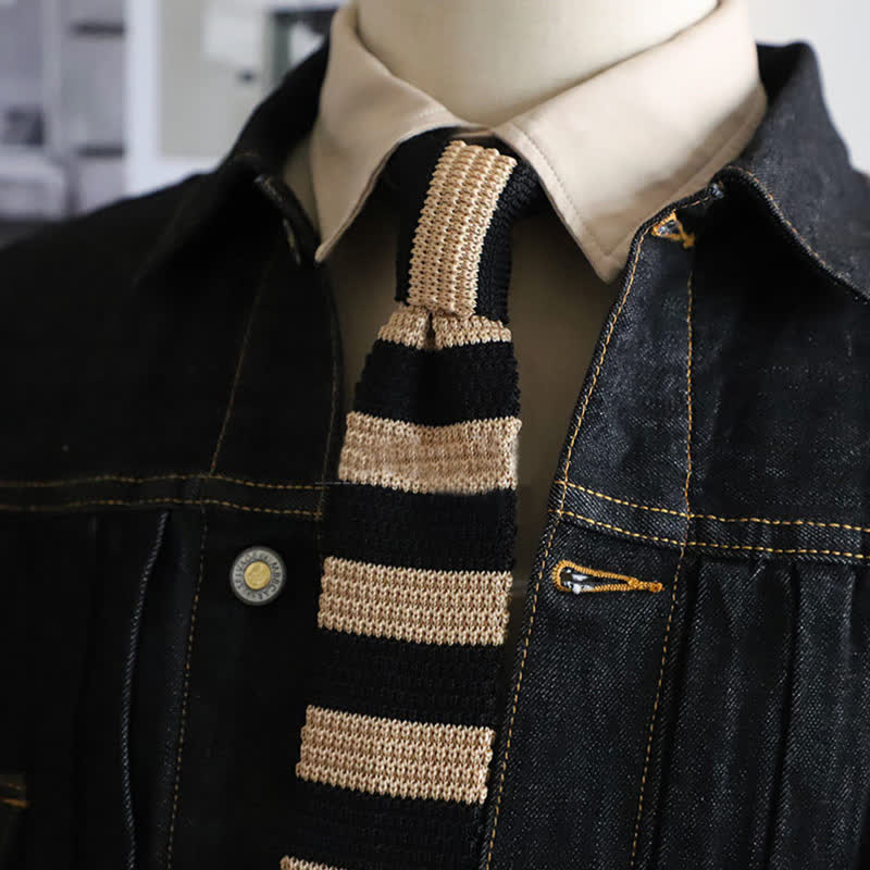 Corbata de punto con rayas horizontales de otoño para hombre