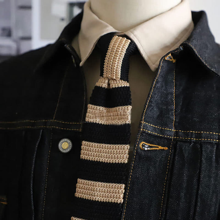 Corbata de punto con rayas horizontales de otoño para hombre