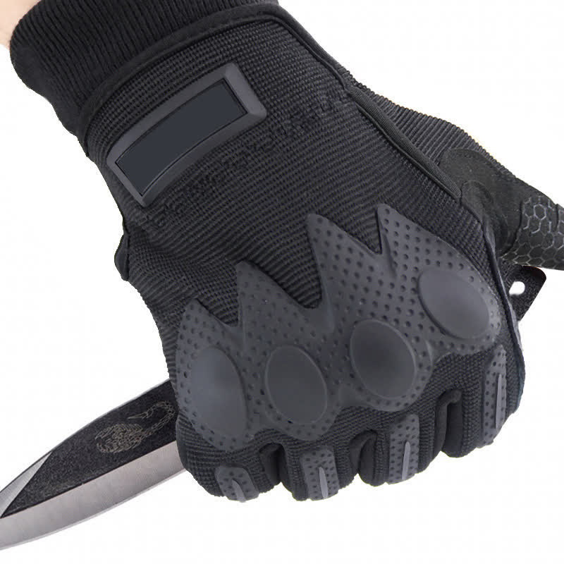 Guantes tácticos negros de dedos completos para actividades al aire libre y montañismo