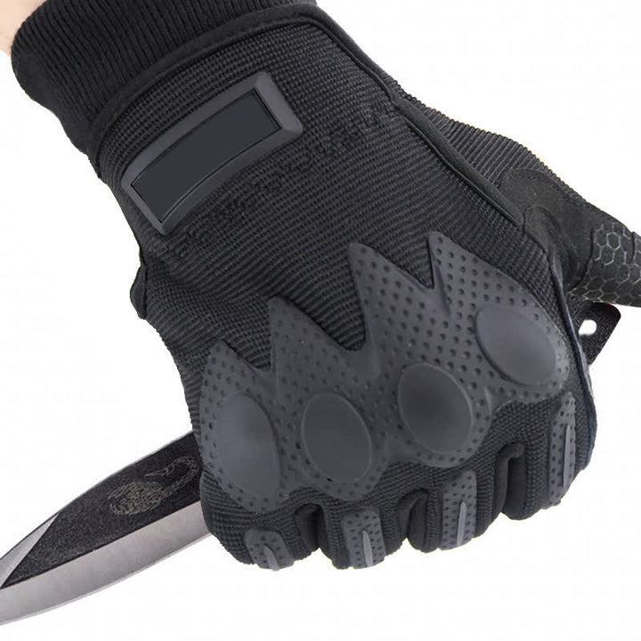 Guantes tácticos negros de dedos completos para actividades al aire libre y montañismo