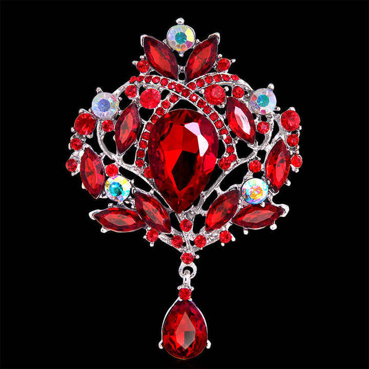 Broche de gota de agua con capullo floral brillante para mujer