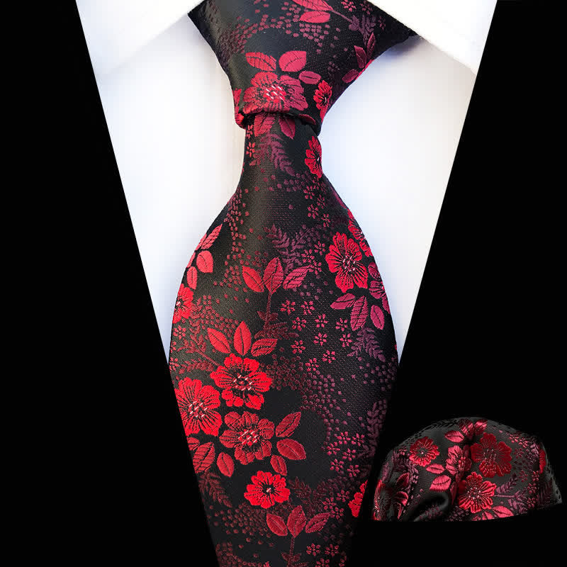Conjunto de 2 corbatas florales con flores de ciruelo para hombre