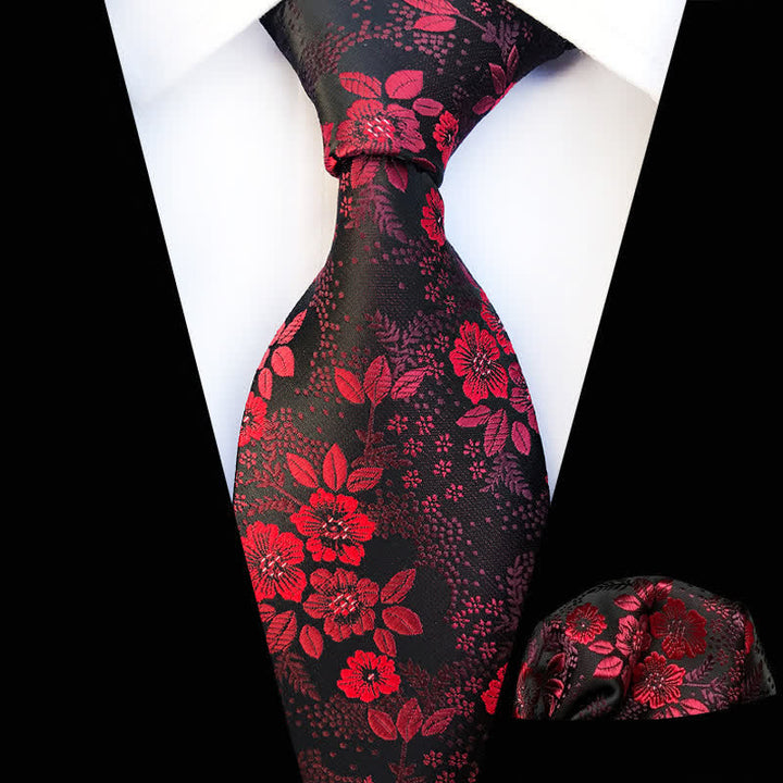 Conjunto de 2 corbatas florales con flores de ciruelo para hombre