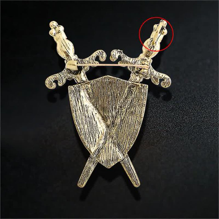 Broche de espada y escudo de guerrero para hombre