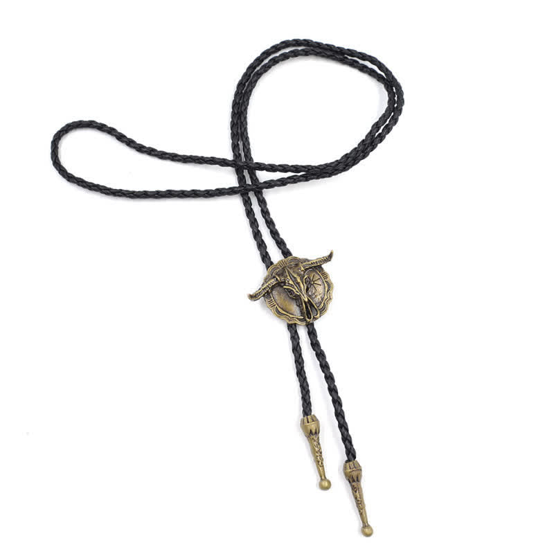 Corbata de bolo con cabeza de toro de rodeo del lejano oeste