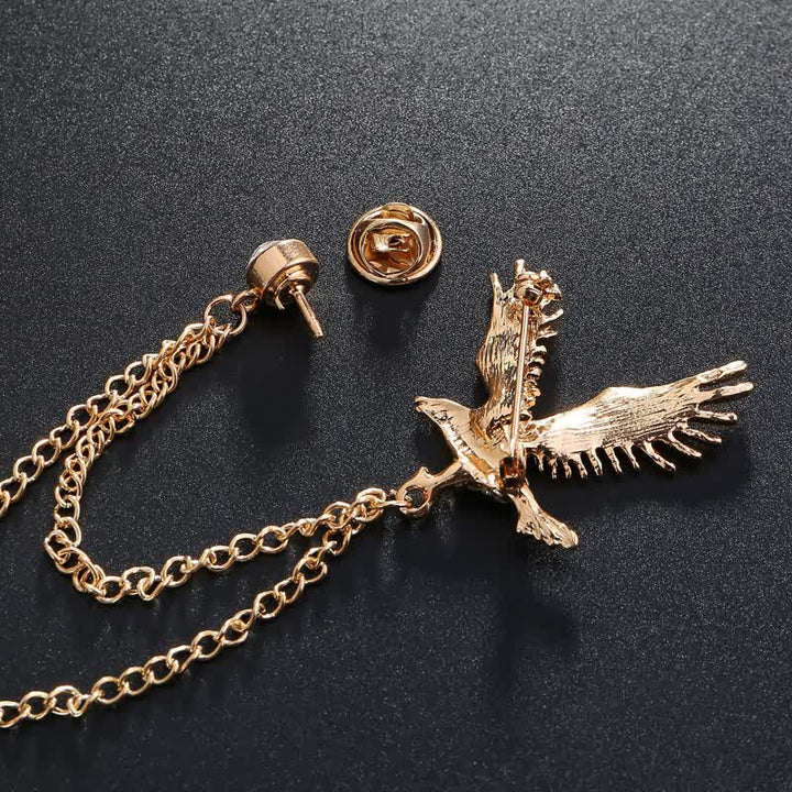 Broche de diamantes de imitación con águila en vuelo para hombre