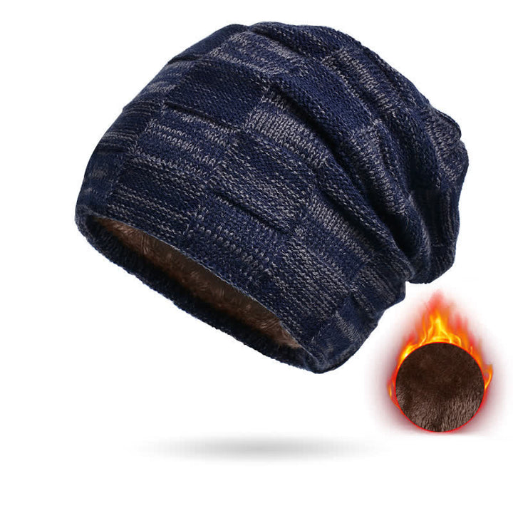 Conjunto de gorro y bufanda de punto a cuadros para invierno