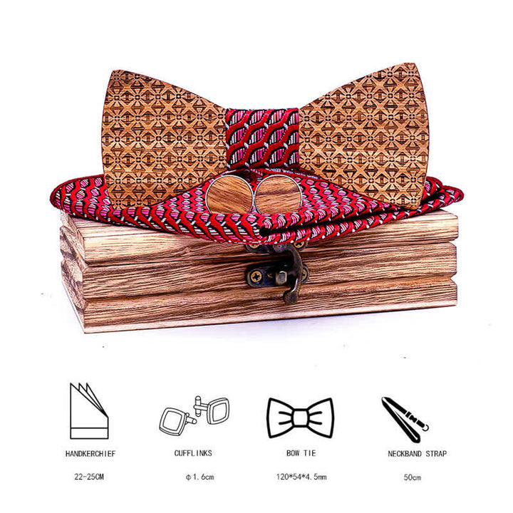 Juego de 3 pajaritas de madera con copos de nieve navideños para hombre