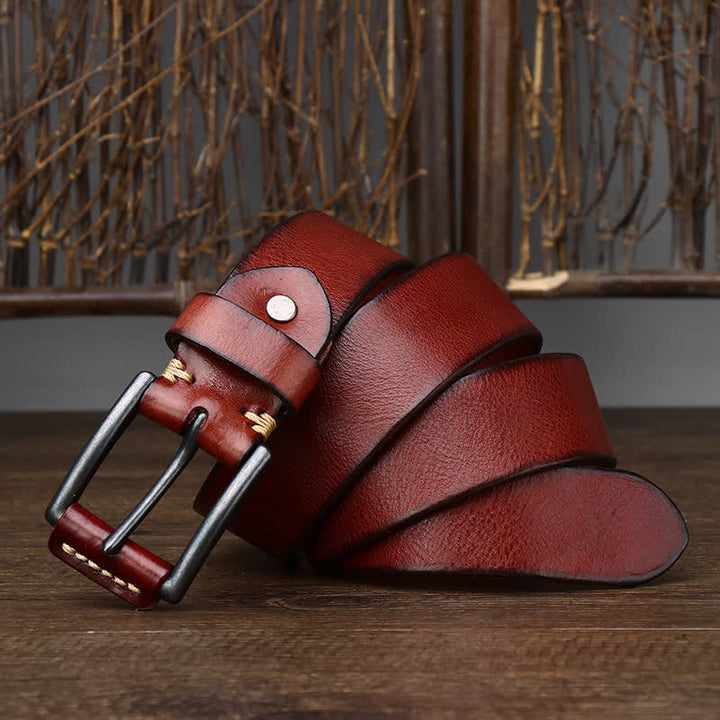 Cinturón de cuero vaquero brillante retro con estilo para hombre