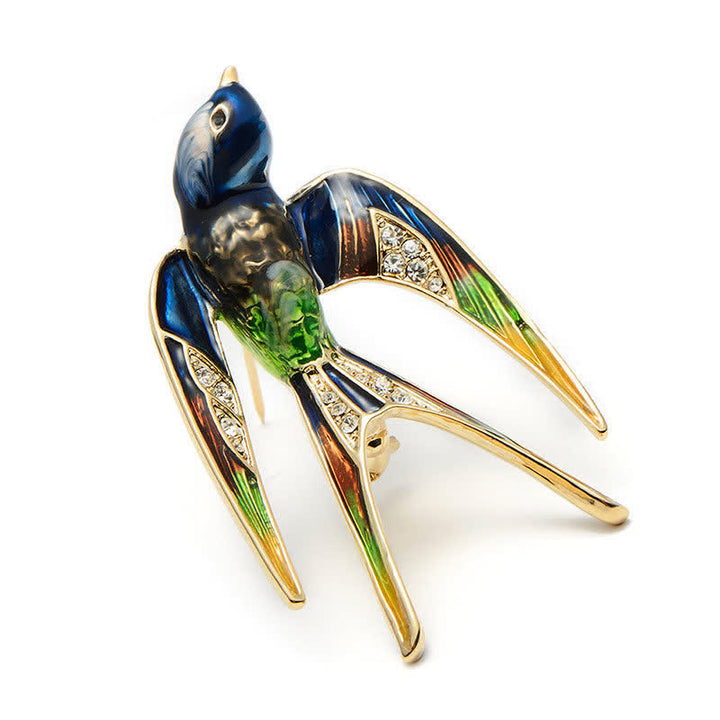 Broche de golondrina esmaltado para mujer