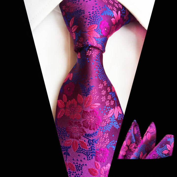 Conjunto de 2 corbatas florales con flores de ciruelo para hombre