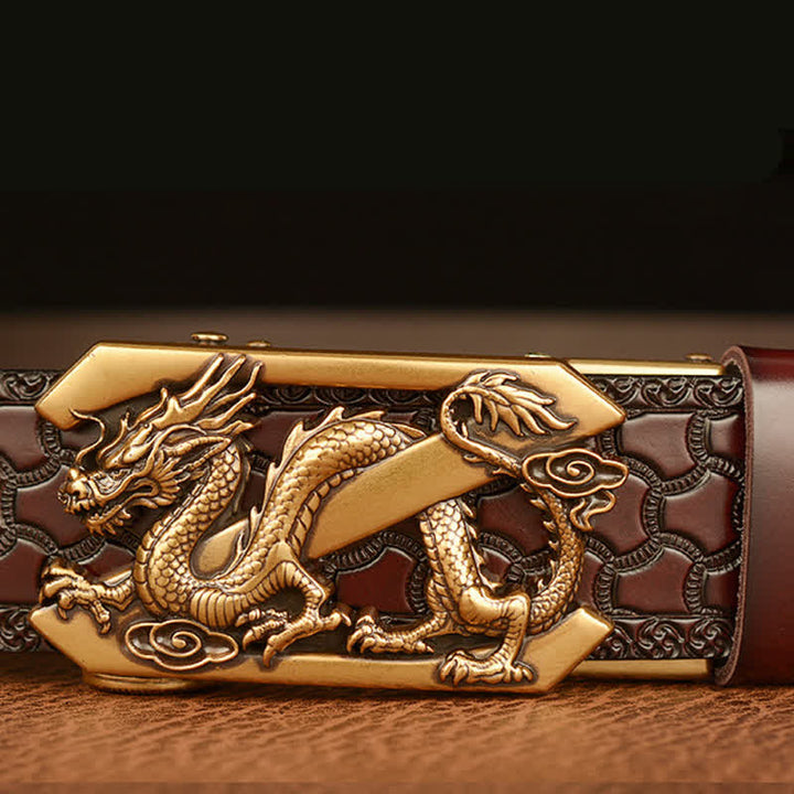 Cinturón de cuero con la letra Z del dragón retro en relieve para hombre