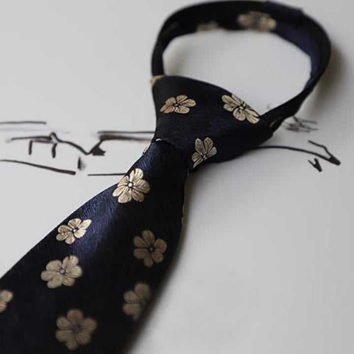 Corbata con cremallera bordada con motivo de jardín para hombre