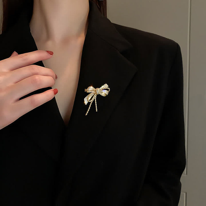 Broche de circonitas con lazo para mujer